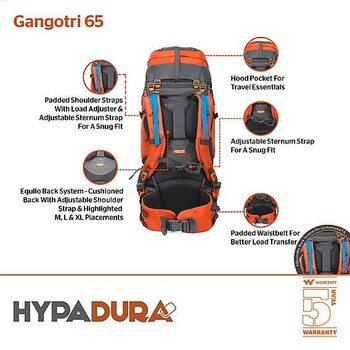 Wildcraft Gangotri 65 L Orange Rucksack For Trekking