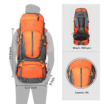 Wildcraft Gangotri 65 L Orange Rucksack For Trekking