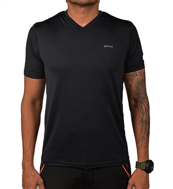 Gokyo Hiking V Neck T Shirt - Black