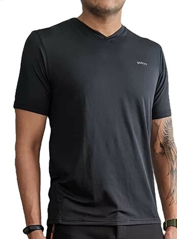 Gokyo Hiking V Neck T Shirt - Black