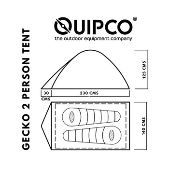 Quipco Gecko 2-Person Camping Tent (Aluminium Alloy Poles)