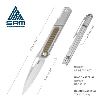 SRM Folding Blade Knife 1421-Grey