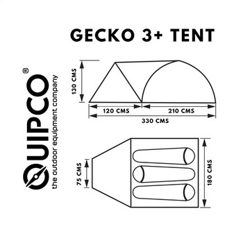 QUIPCO Gecko 3+ Camping Tent v2.0 (Fibreglass Poles)