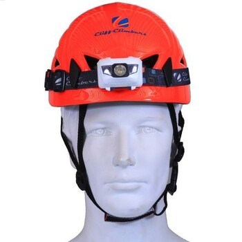 Cliff Climbers HELMET ROCK ORANGE with Headlamp Mount