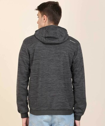 Wildcraft Black Solid Hooded Zip Hood Mel Sweatshirt