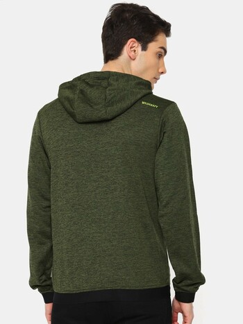 Wildcraft Green Solid Hooded Zip Hood Mel Sweatshirt