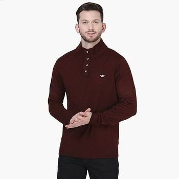 Men Sweater Henley (maroon)