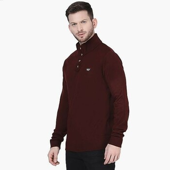 Men Sweater Henley (maroon)