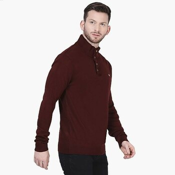 Men Sweater Henley (maroon)