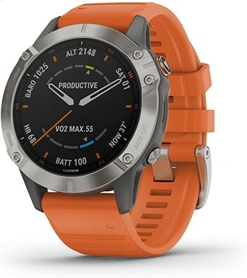 Garmin Fenix 6 Sapphire Titanium - Ember Orange Band