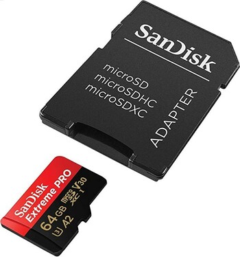 Sandisk Extreme Pro 64GB microSDXC UHS-I Card with SD Adapter