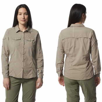 CRAGHOPPERS Ladies Nosilife Adventure Long Sleeve Shirt Mushroom