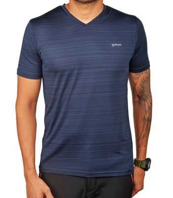 Gokyo Hiking & Travel V Neck Ultralight t shirt - Navy